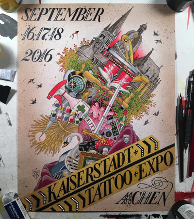 Aachen Tattoo Convention poster by Christopher Conn Askew