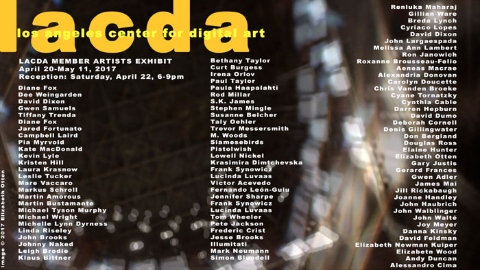 The Annual Exhibition from Los Angeles Center for Digital Art presents more than 50 Digital Artists until May 11th